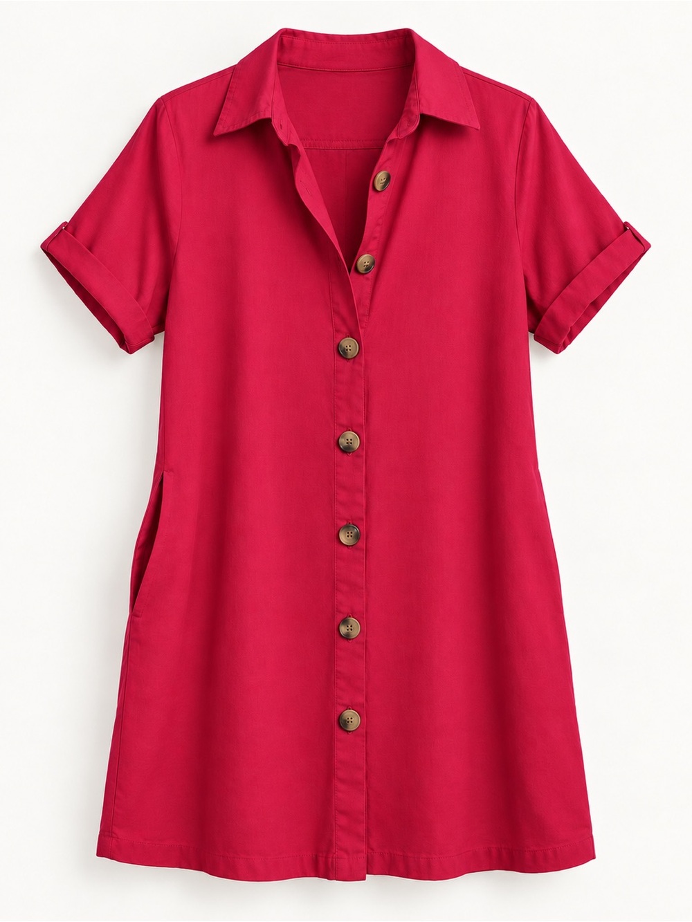 Zenana Raspberry Pink Short Dress Tunic with Pockets | Size L